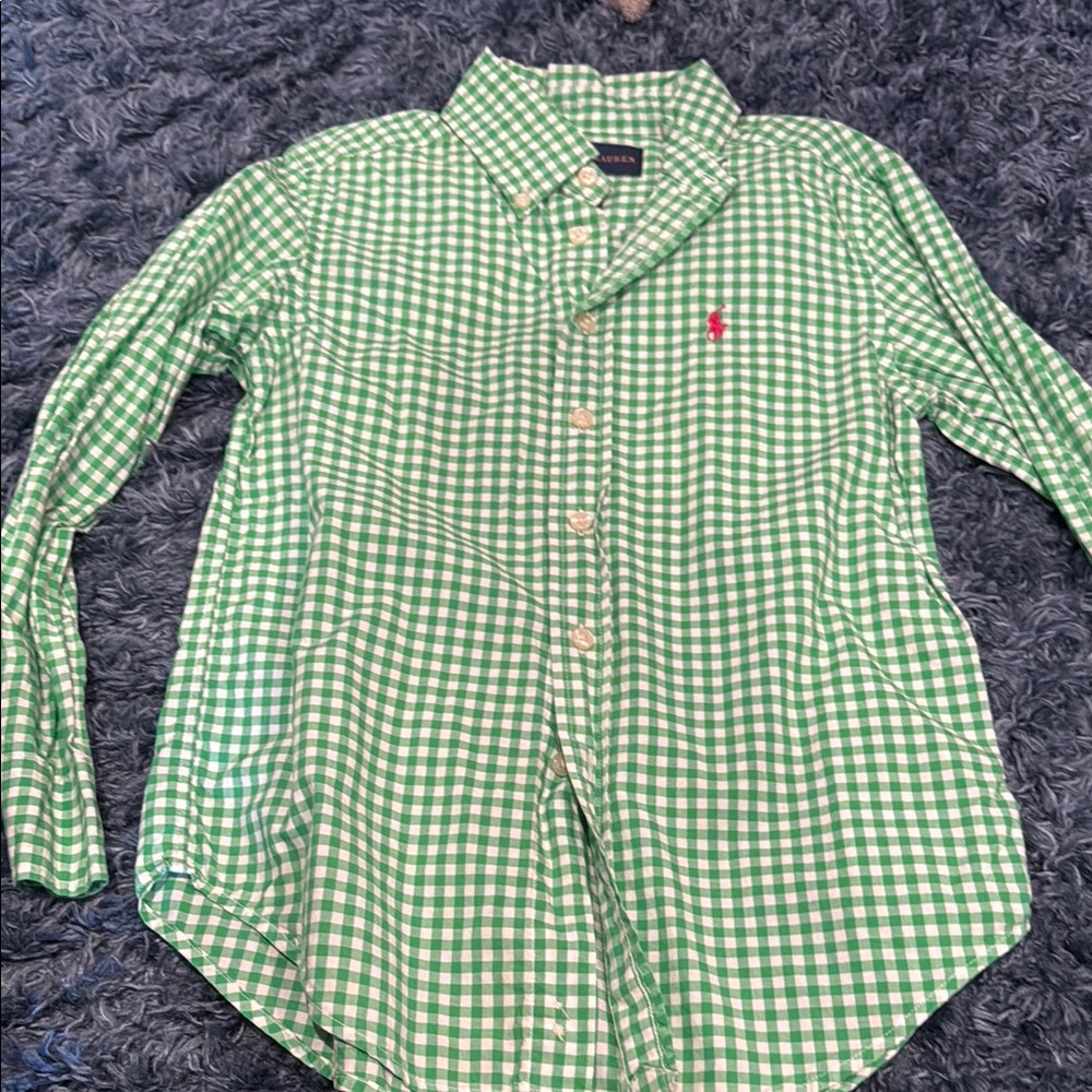 Ralph Lauren Green Checkered Kids Shirt size 8